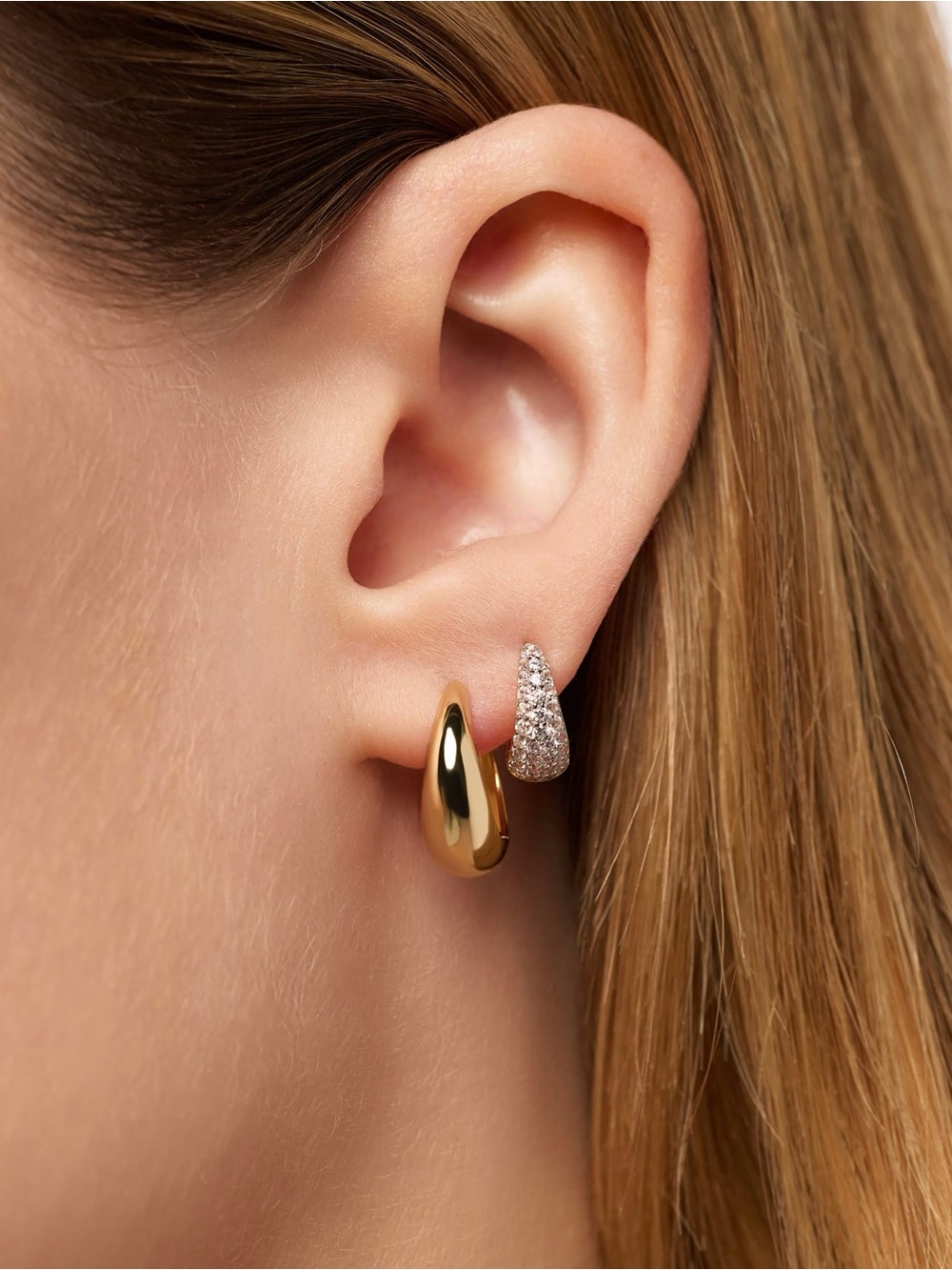 Ana Luisa Nate Pavé Huggie Hoop Earrings - Picture 4 of 5